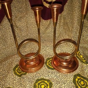 2 COPPER CRAFT GUILD CANDLE HOLDERS
